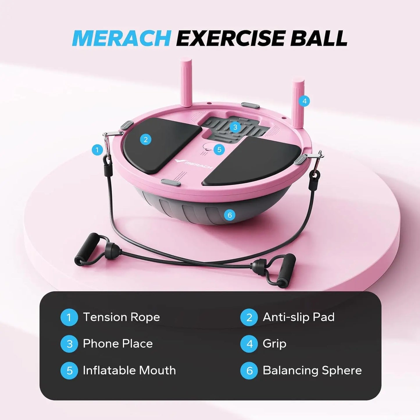YTYIN Balance Ball Trainer With Resistance Bands For Core Strength