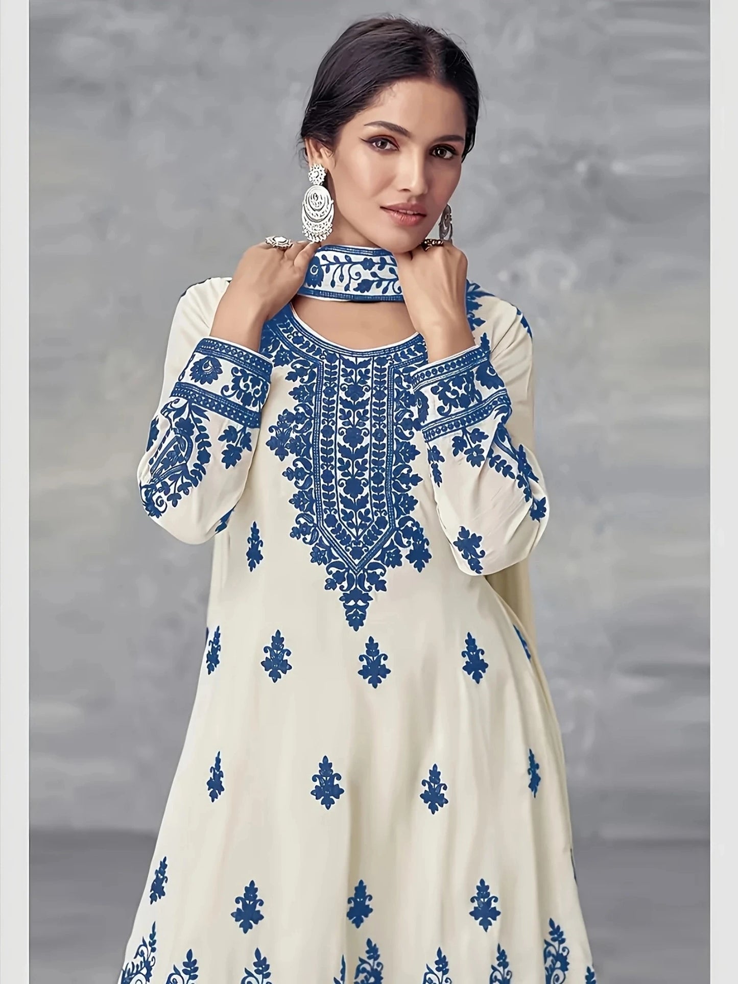 Printed Ethnic Style Three Piece Set With Headscarf