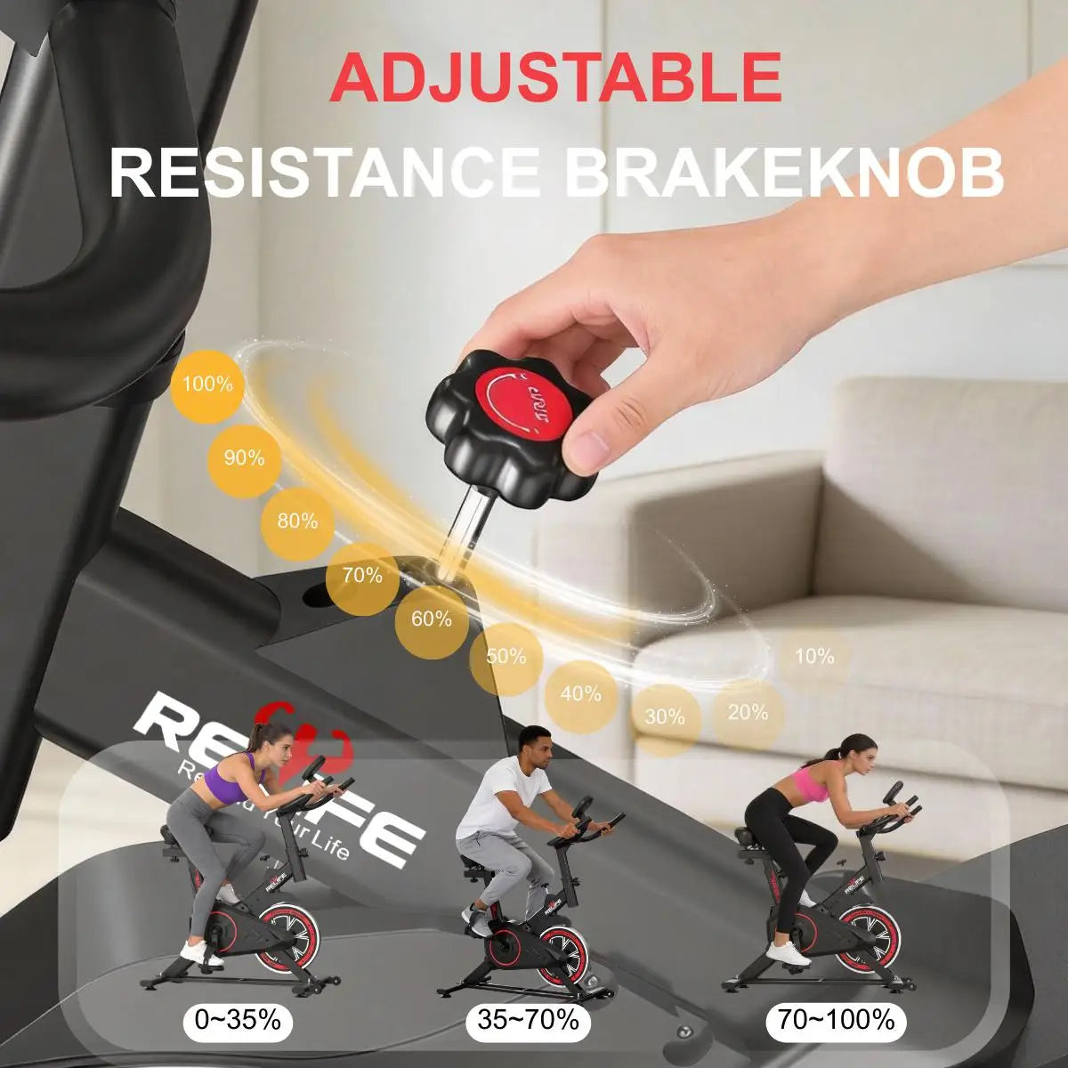 Relife Exercise Bike Stationary For Home With Silent Belt Drive