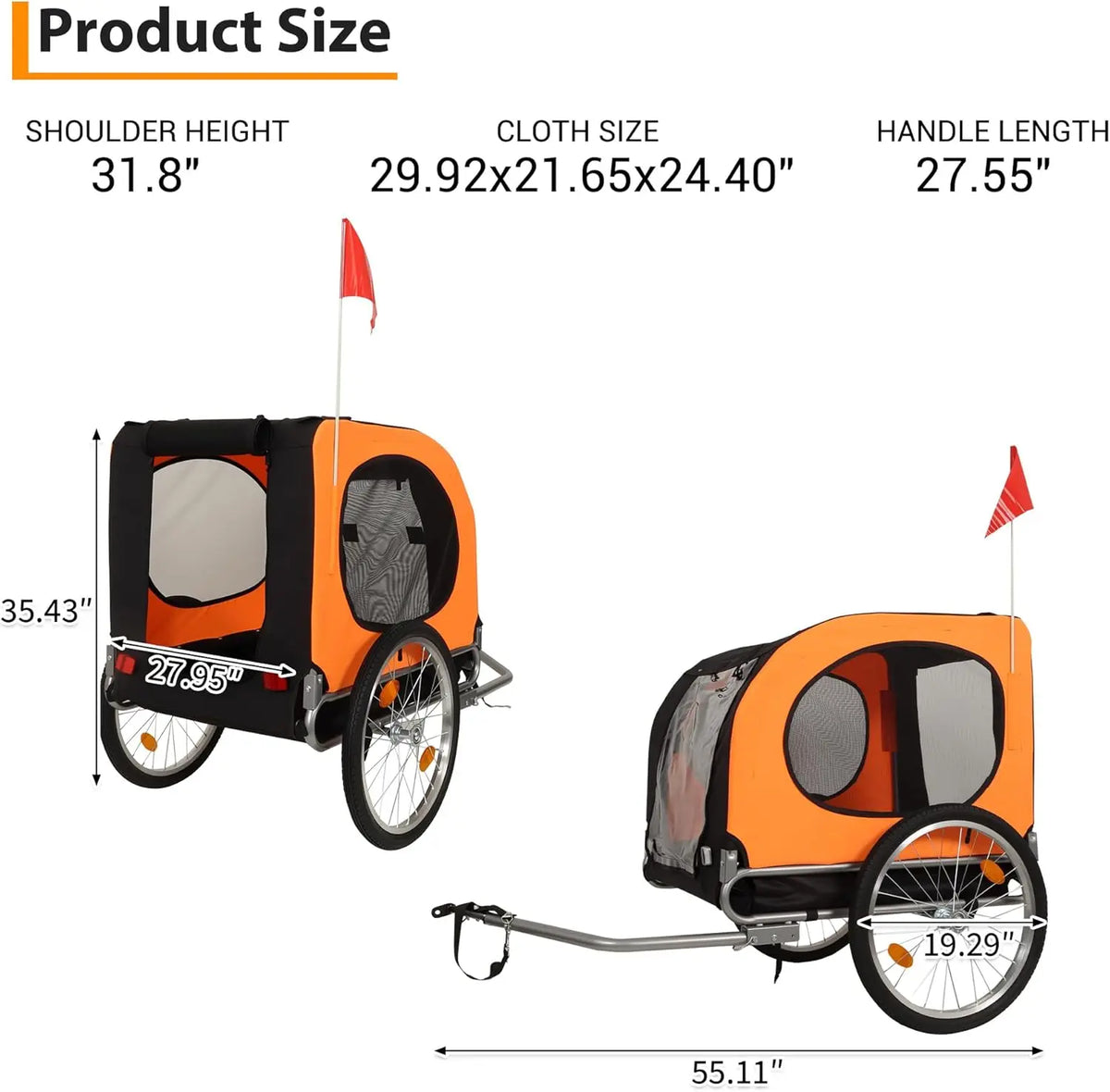 TwisterCk Foldable Dog Bike Trailer Pet Bicycle Carrier