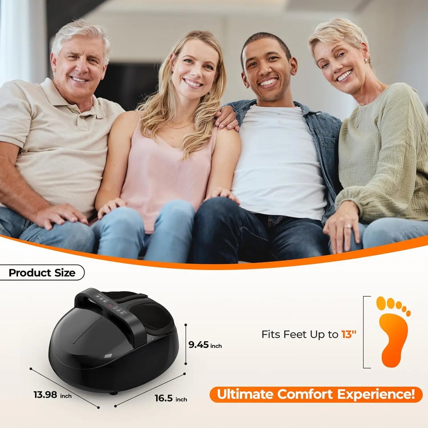 HTM Shiatsu Foot Massager With Deep Kneading Heat Air Pressure