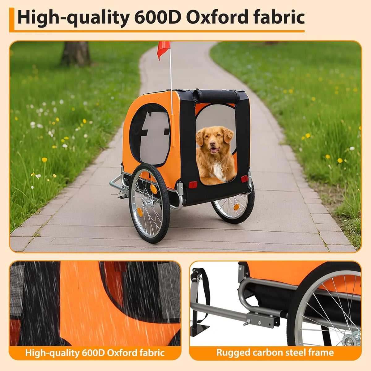 TwisterCk Foldable Dog Bike Trailer Pet Bicycle Carrier