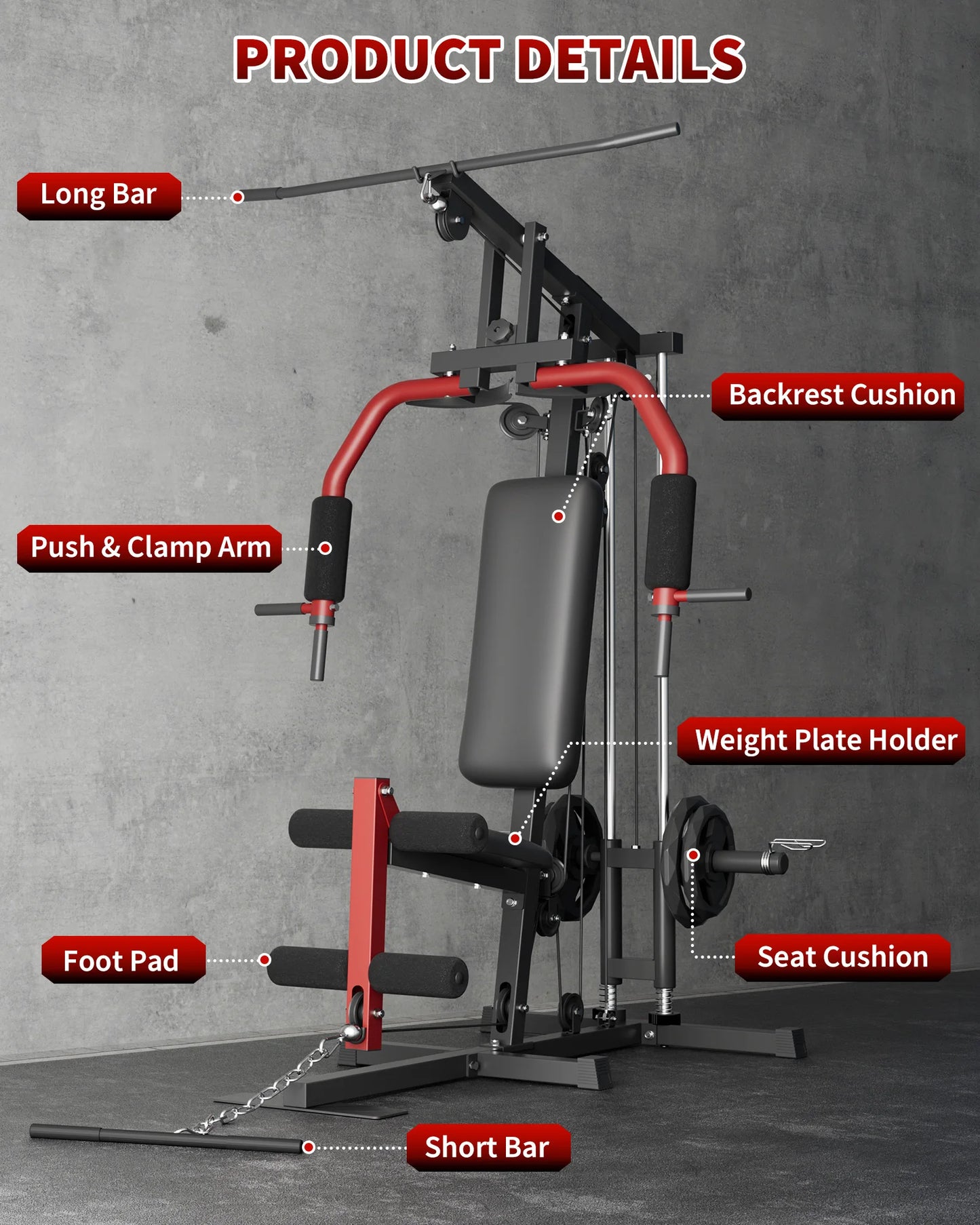HiMISS 5In1 Home Gym Machine With Chest Press Lat Pulldown