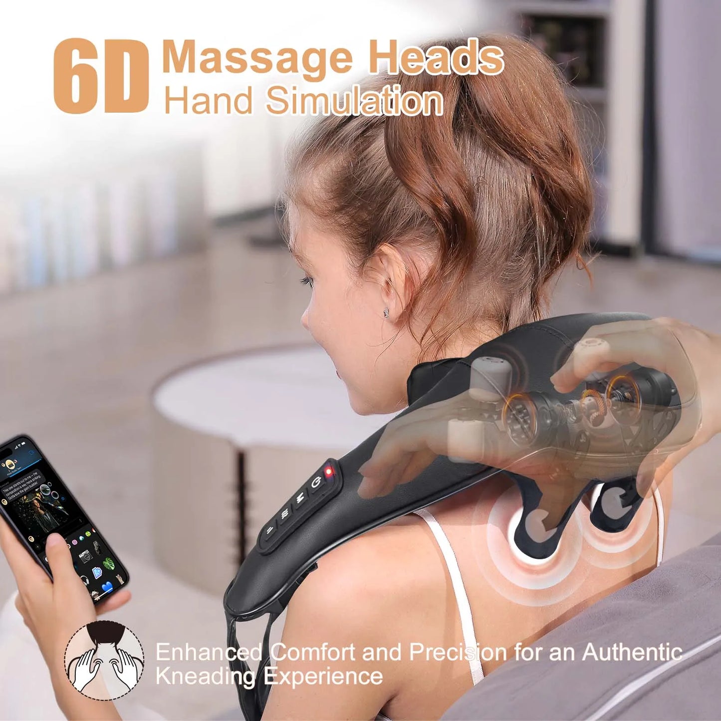 MASGRE Shiatsu Back Neck Massager Cordless Shoulder Massager With Heat