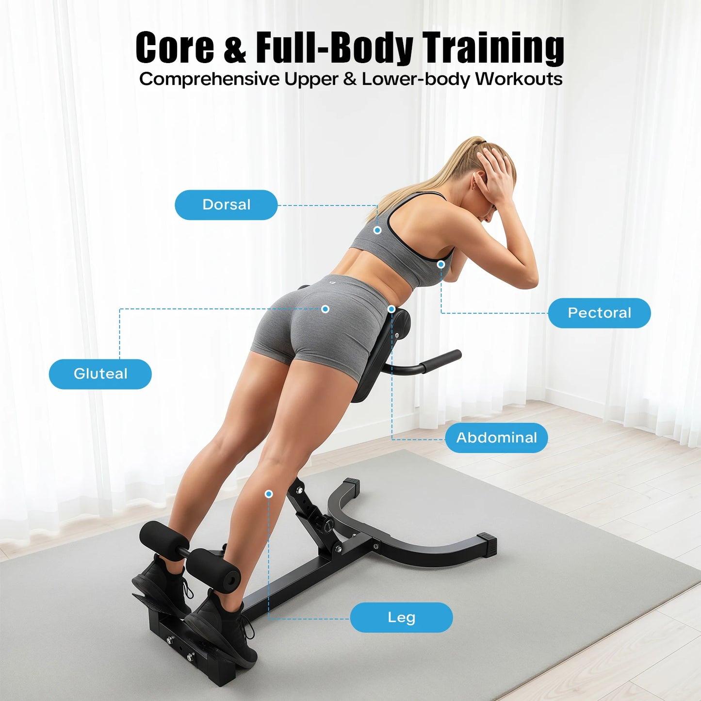 Roman Chair Back Extension Machine For Core And Abs Workout 330 Lbs