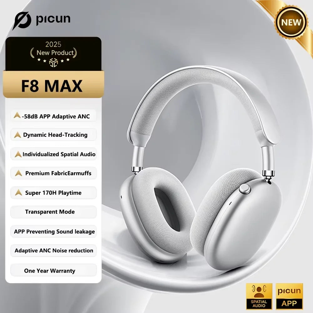 Picun F8 Pro Wireless Headphones Featuring Active Noise Cancellation