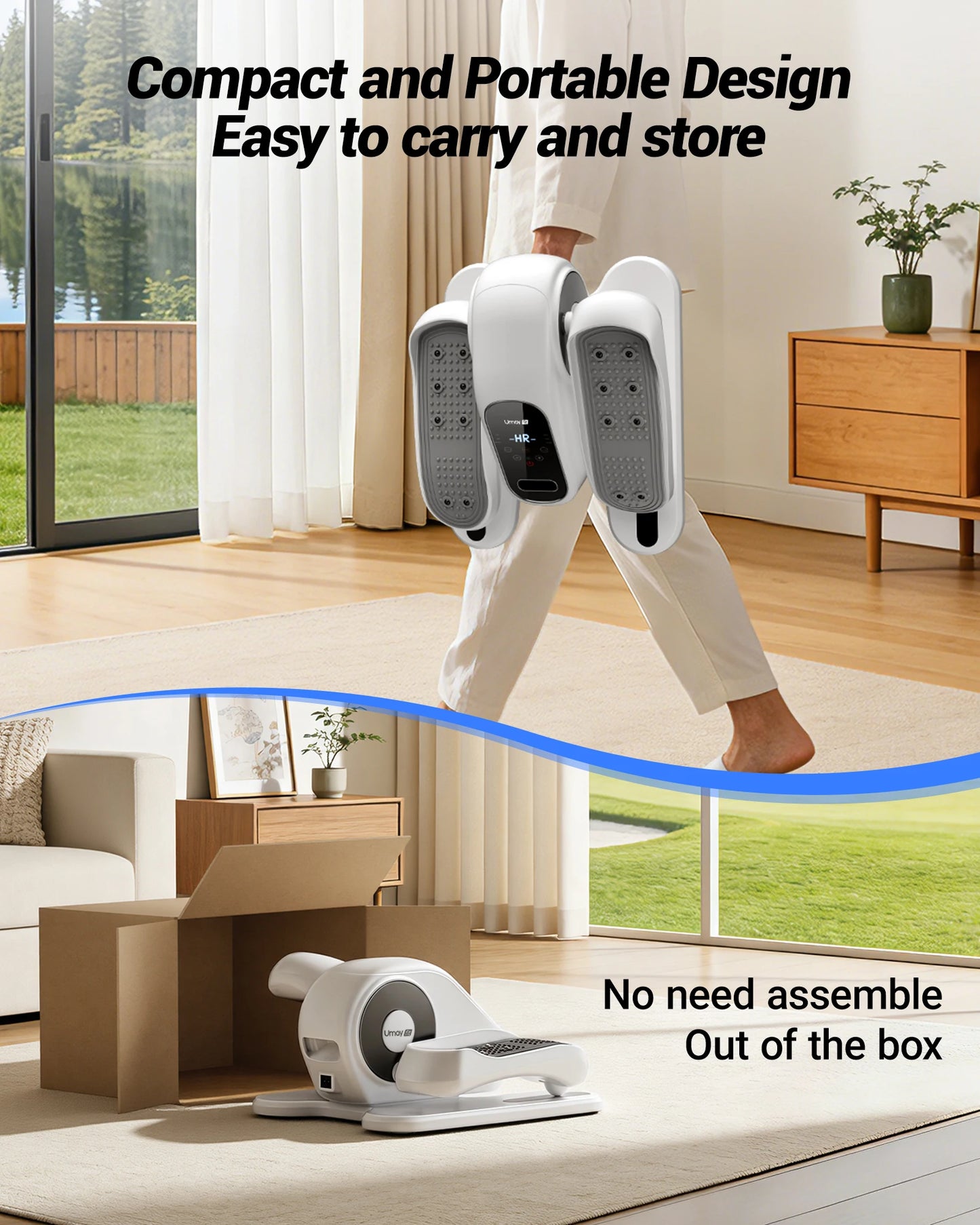 UMAY Compact Under-Desk Electric Elliptical Machine 12-Speed With Remote