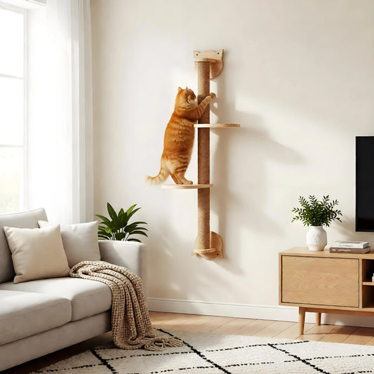 CWV Sisal Wall Mounted Cat Tree With Hammock And Scratcher