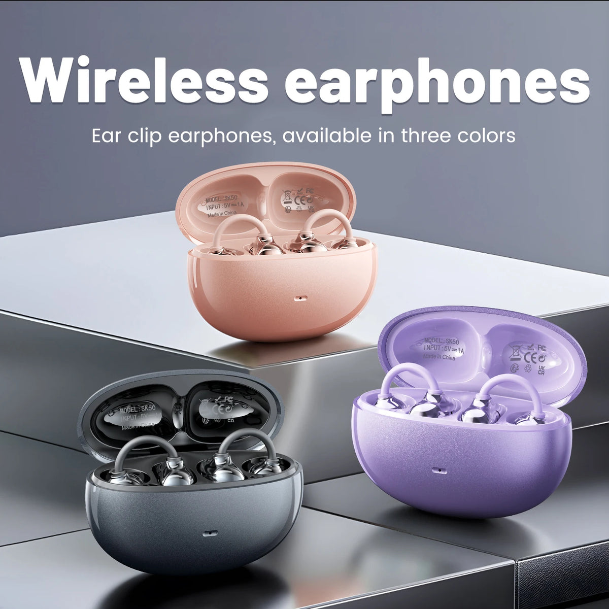 Insonixn Open Ear Clip Wireless Bluetooth Headphones With Mic