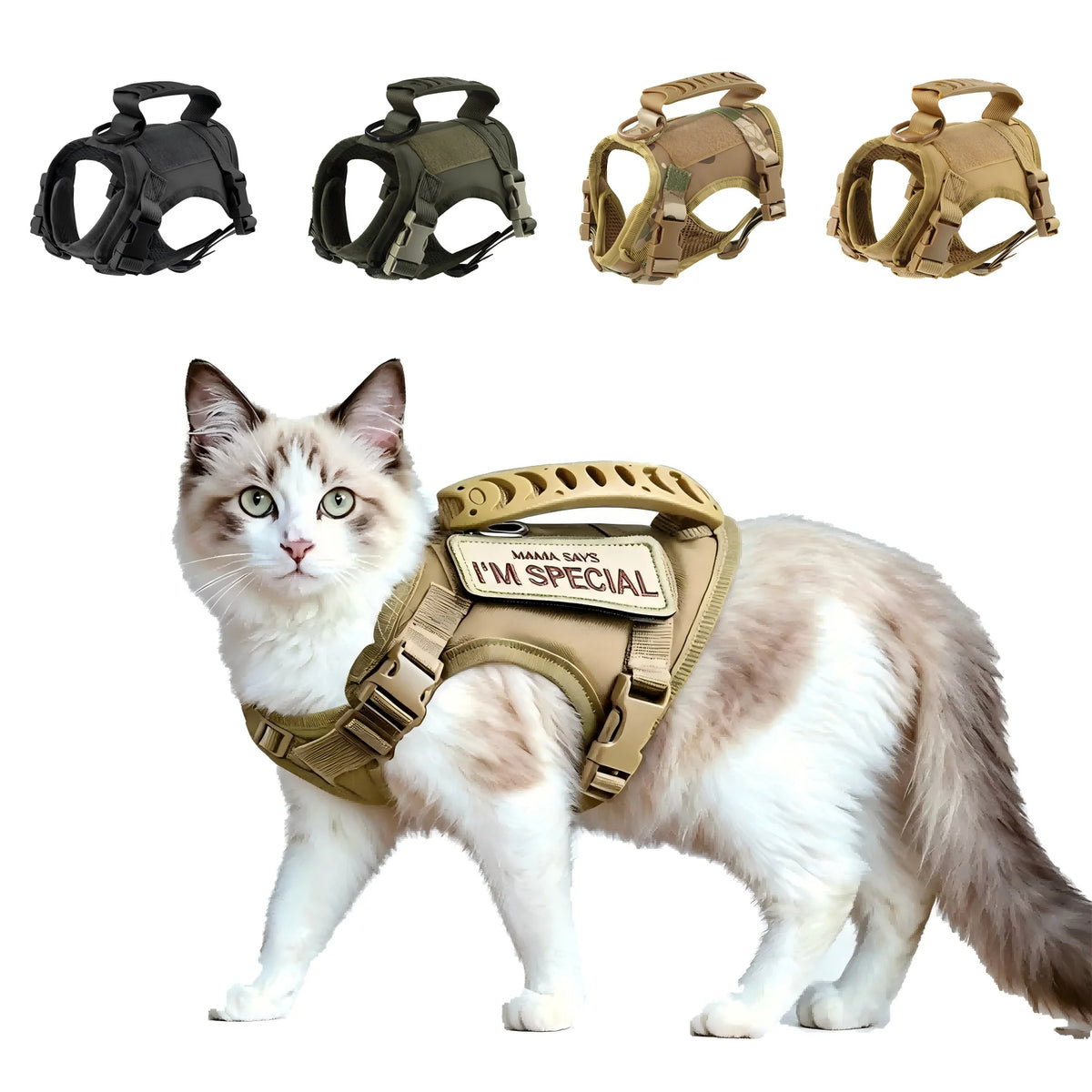 Petavel Tactical Cat Harness With Adjustable Padded Mesh Vest