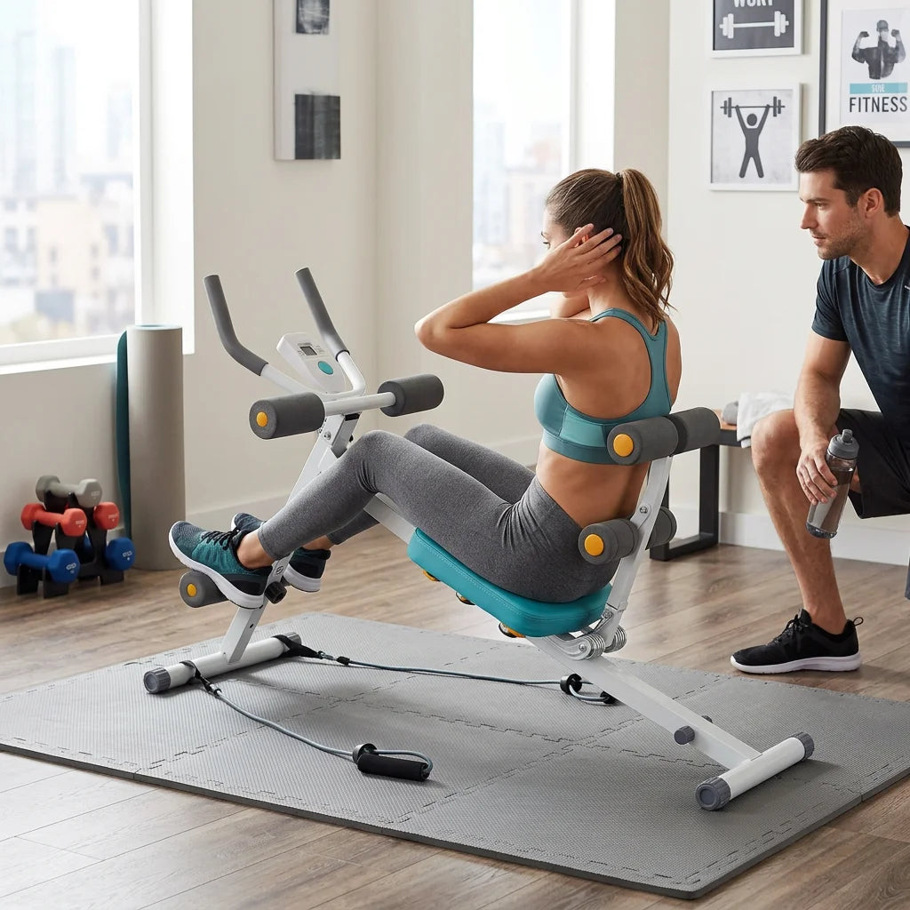 Home Gym Waist Trainer Exercise Machine With LCD Display Cushions
