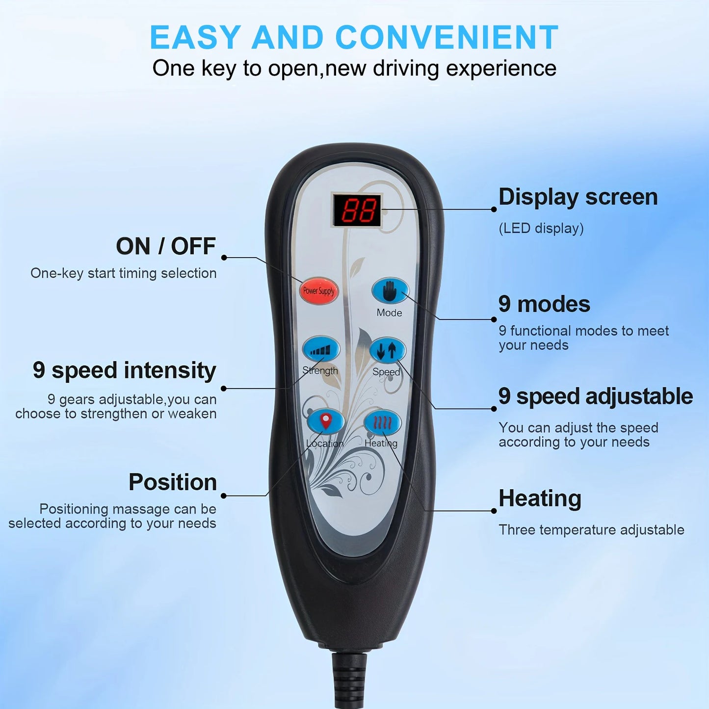 HOMEMASSA Massage Chair Pad With Heat Back Massager Seat Cushion