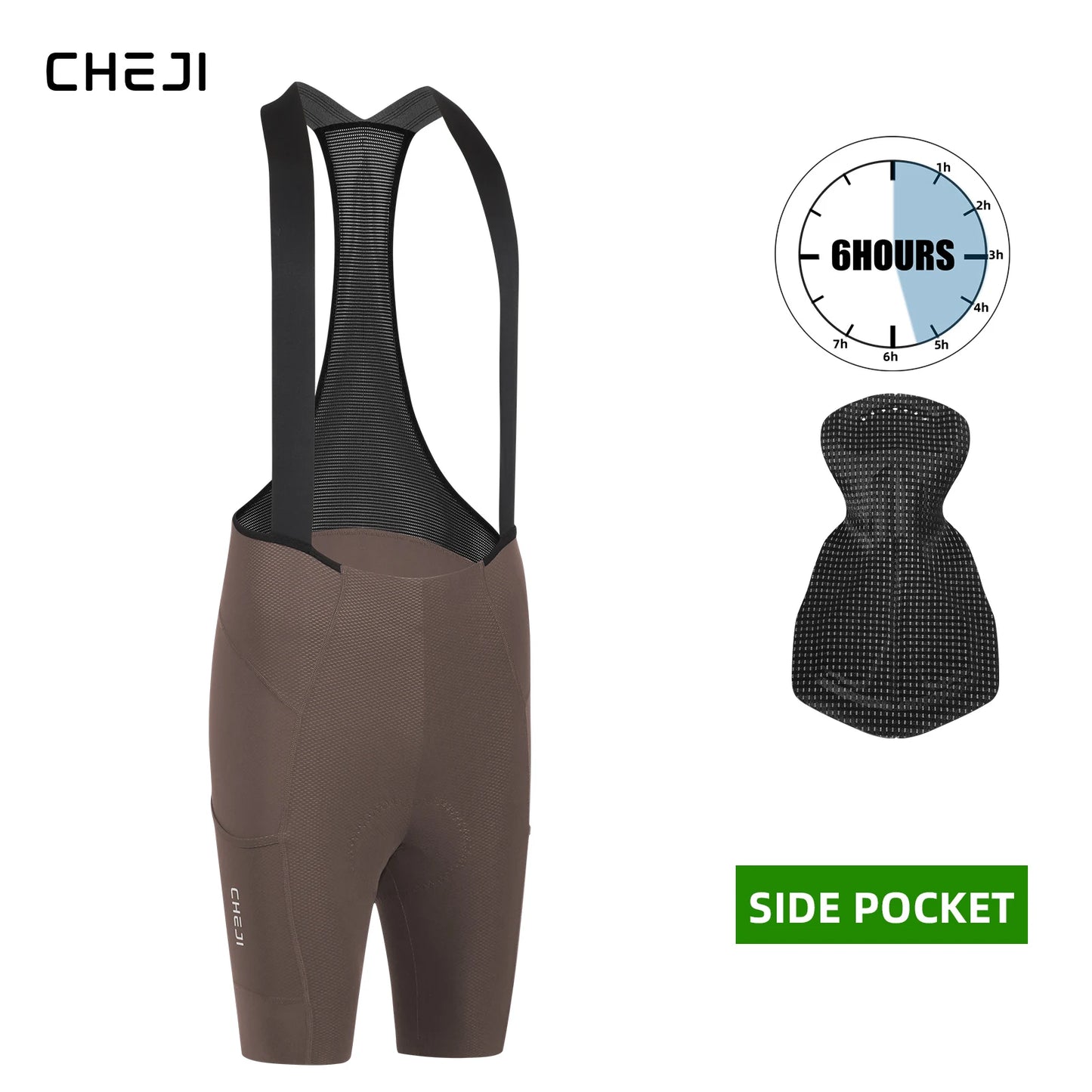 Cheji Men's Cycling Bib Shorts Seamless Quick-Dry Breathable Performance