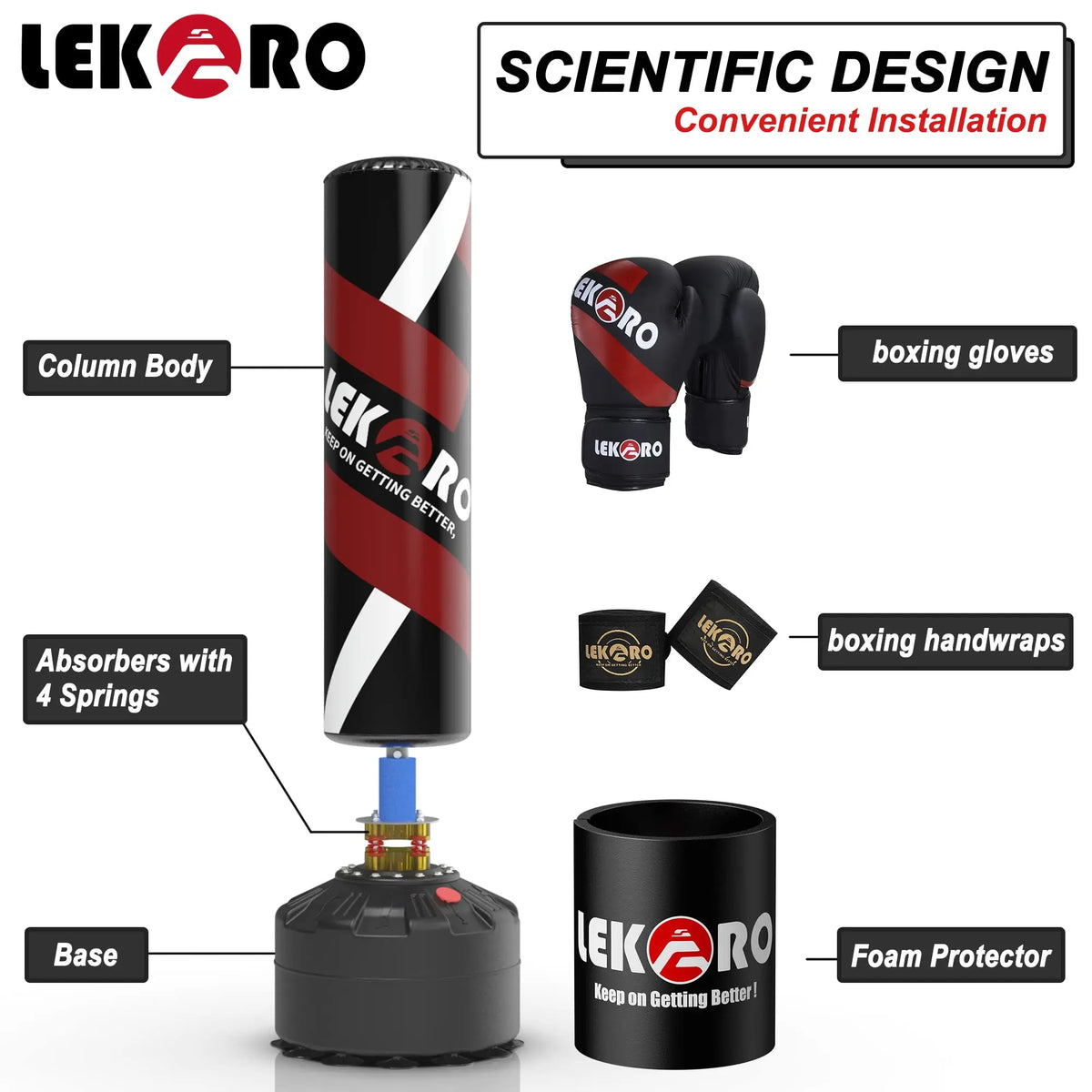 Standing Muay Thai Boxing Tower Sandbag Punching Post Heavy Bag