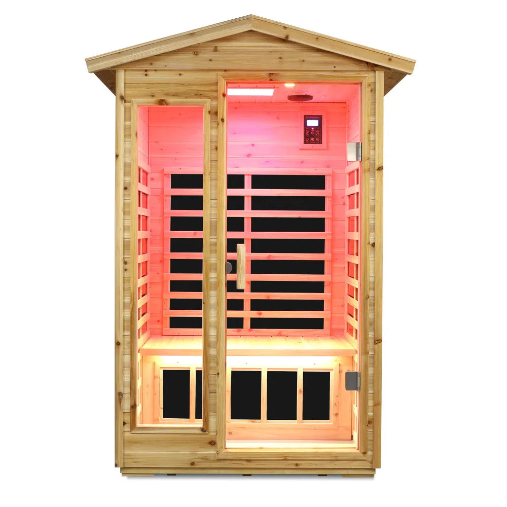 Two Person Far Infrared Old Fir Outdoor Sauna Room