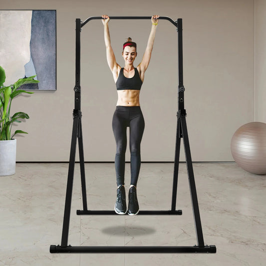 Foldable Pull Up Bar Power Tower Dip Station Adjustable 440LBS