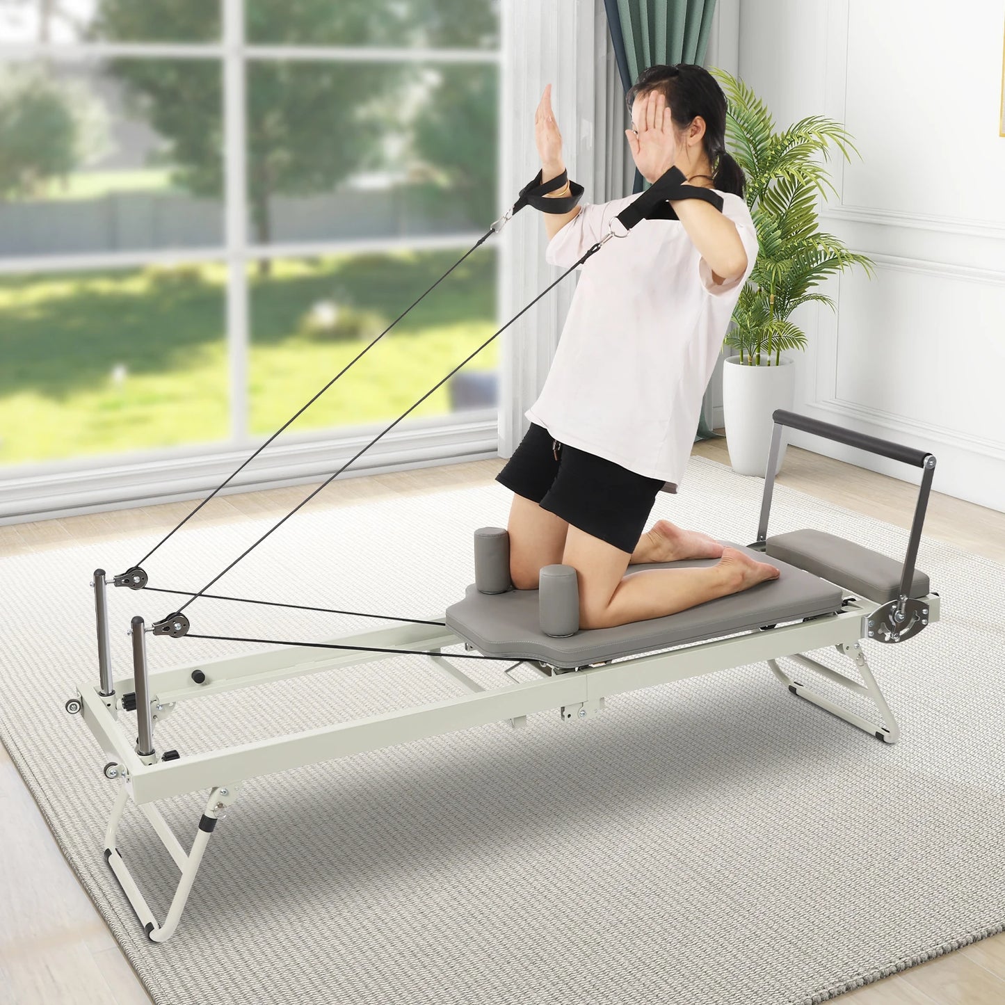 Foldable Pilates Reformer Machine For Home Fitness And Yoga