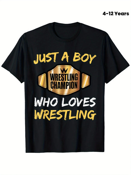 Just A Boy Wrestling Champion T Shirt for Kids Gift