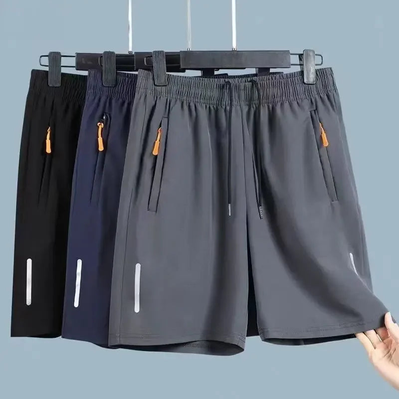 Summer Ice Silk Running Shorts Men Quick Dry Breathable