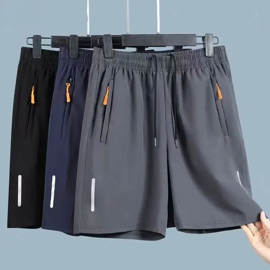 Summer Ice Silk Running Shorts Men Quick Dry Breathable