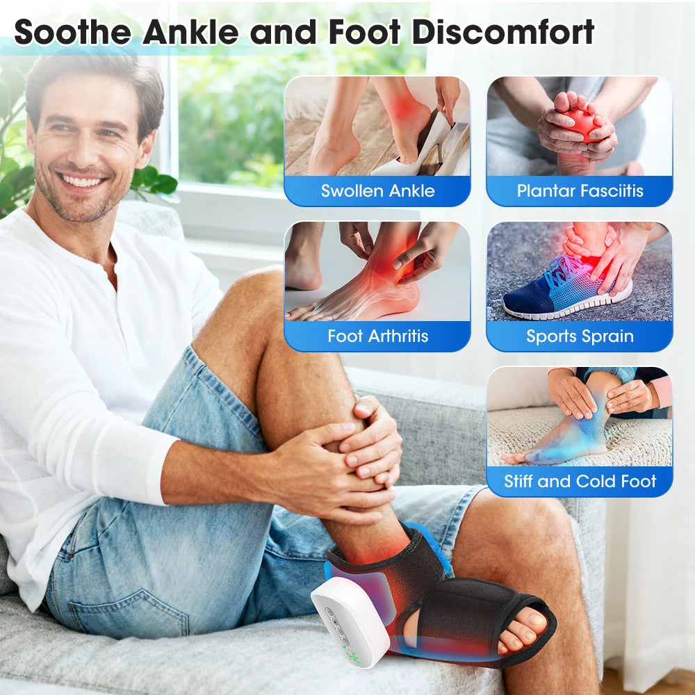 Hailicare Heated Ankle Foot Massager With Air Compression And Heating