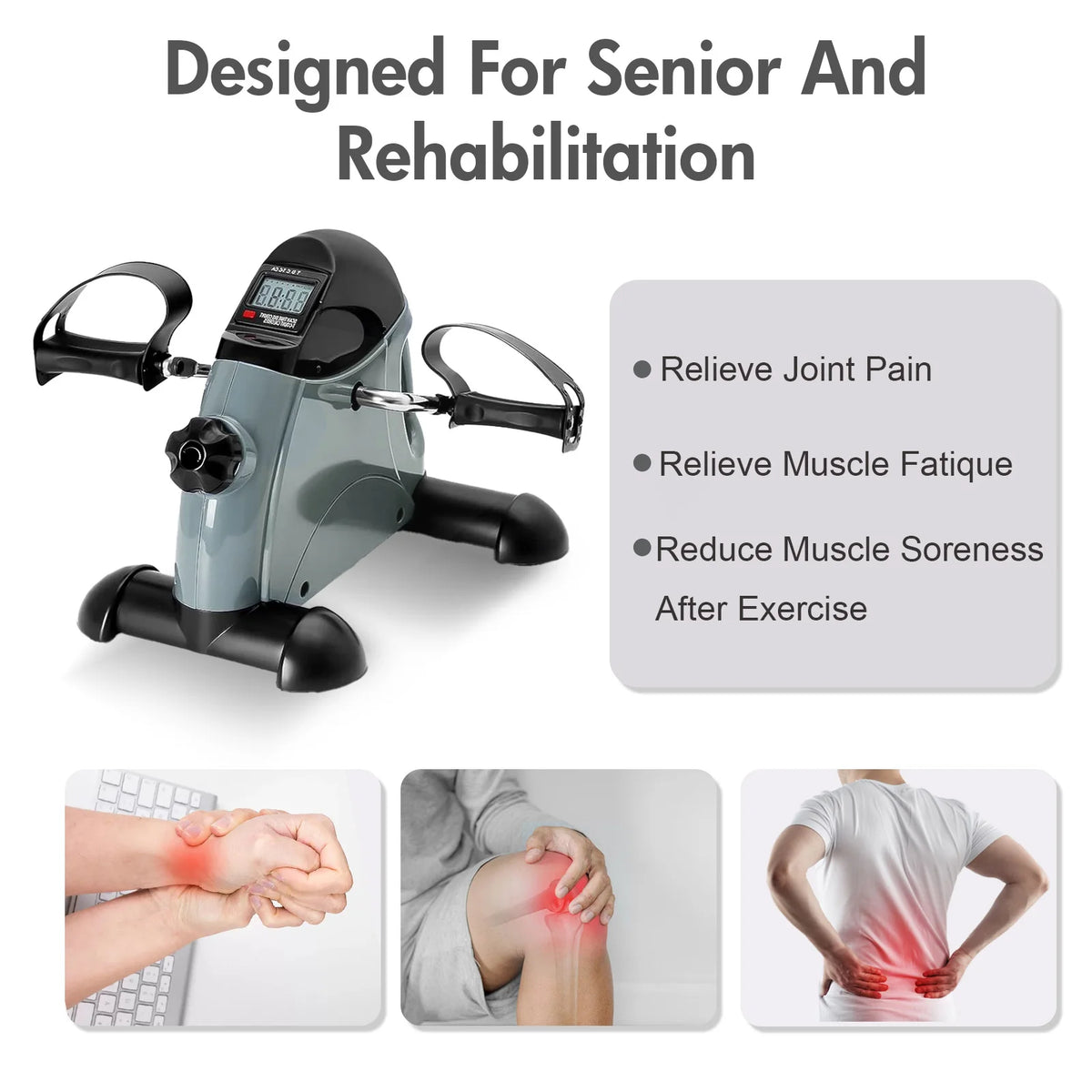 Mini Motorized Under Desk Pedal Exerciser Bike Digital LCD Display