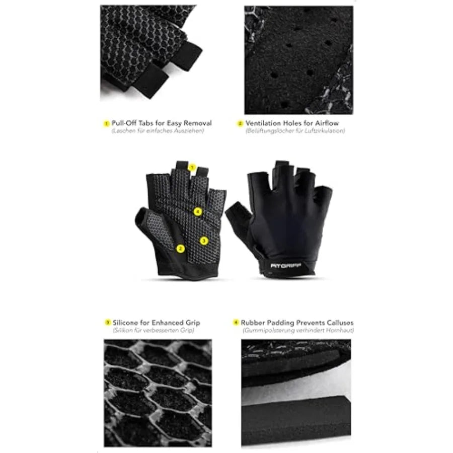 Padded Fingerless Workout Gloves With Full Palm Protection