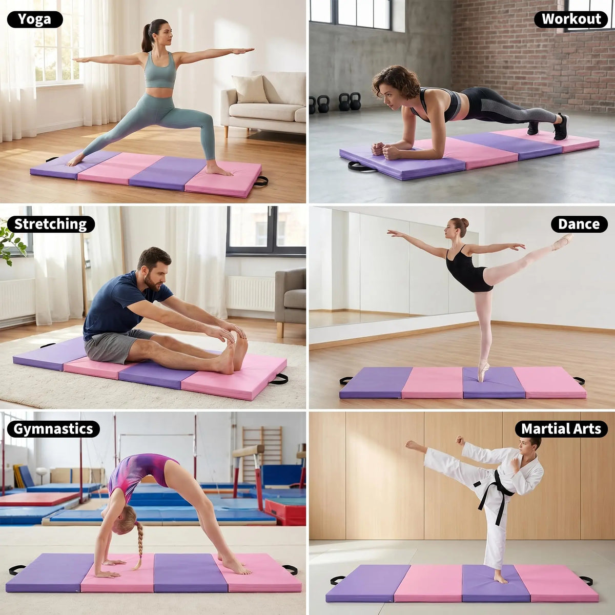 HiMISS Thick Folding Gymnastics Mat For Home Yoga And Exercise