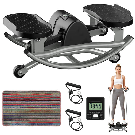Digital Display Twisting Stepper Machine With Resistance Bands