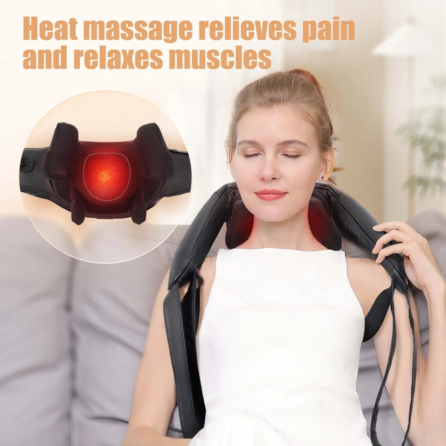 MASGRE Shiatsu Back Neck Massager Cordless Shoulder Massager With Heat