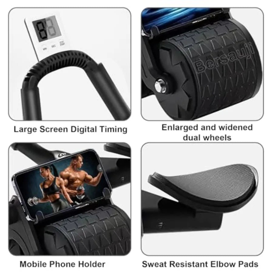 Ab Roller Wheel Knee Mat And Timer For Abs Workout