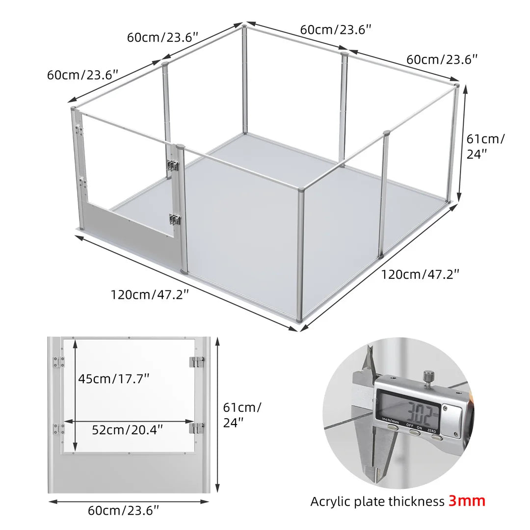 Bingopaw Clear Acrylic Pet Playpen With Waterproof Pad For Small Animals