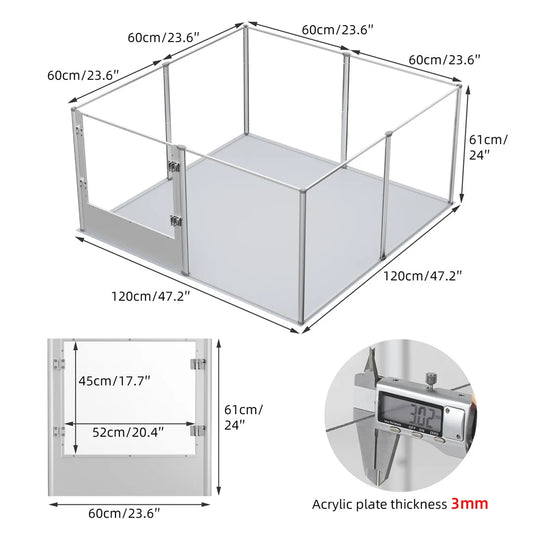 Bingopaw Clear Acrylic Pet Playpen With Waterproof Pad For Small Animals