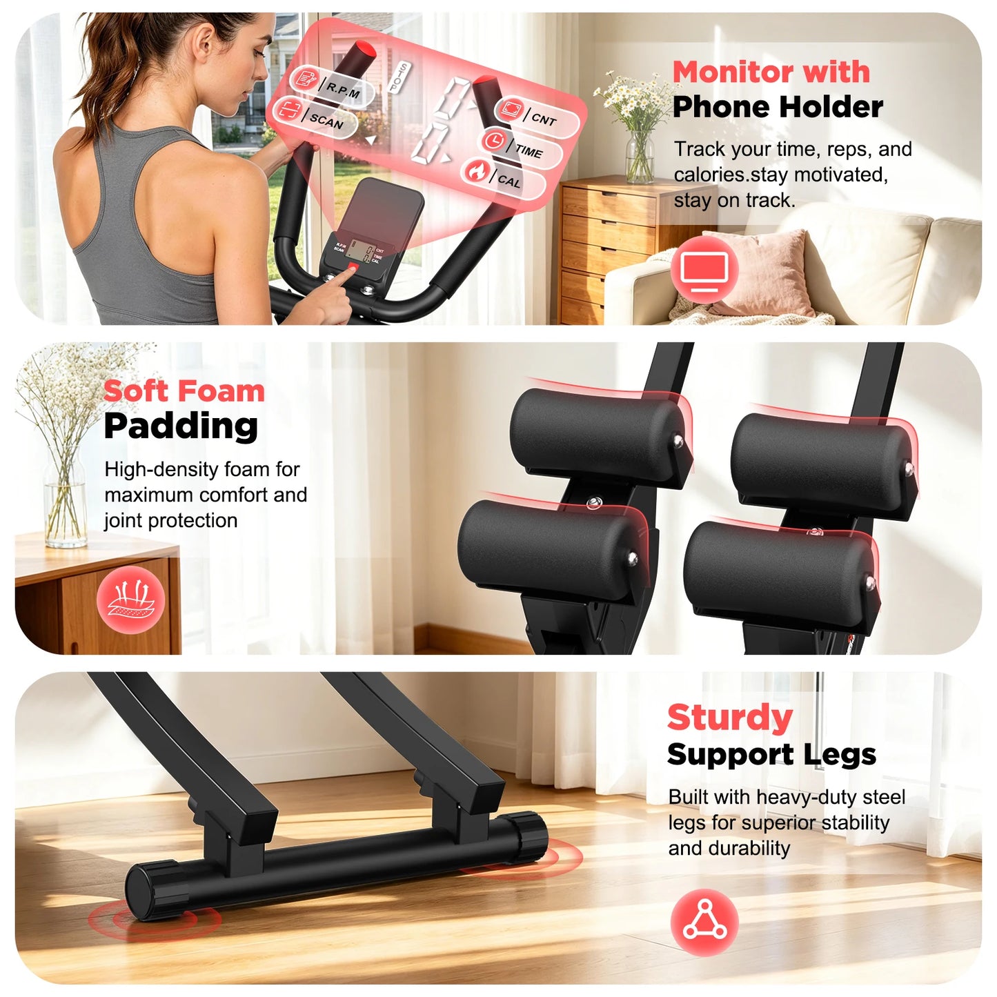 Dual Split-Track Ab Machine Foldable Core Trainer For Home Fitness