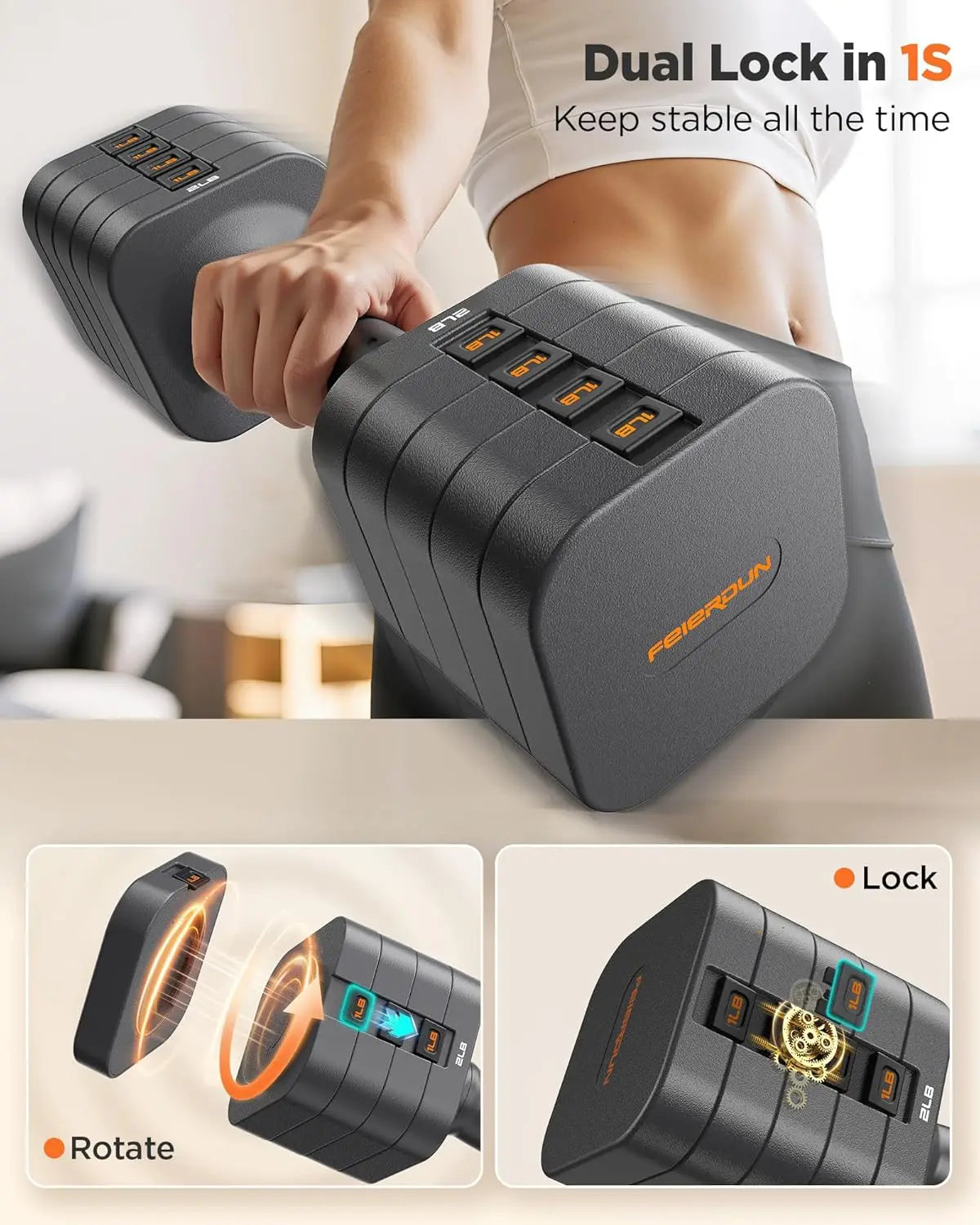 Feierdun Adjustable Dumbbell Set For Home Strength Training