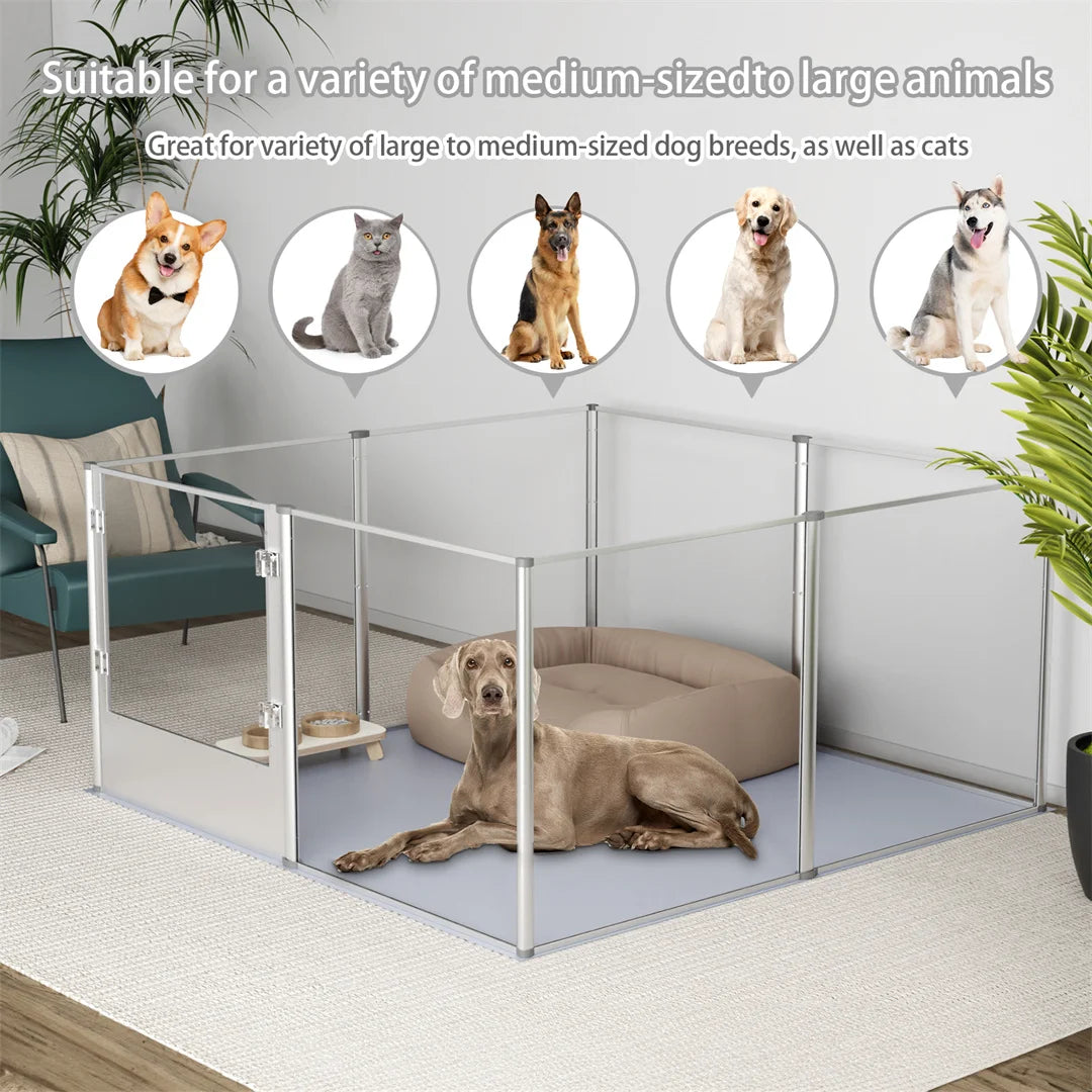 Bingopaw Clear Acrylic Pet Playpen With Waterproof Pad For Small Animals