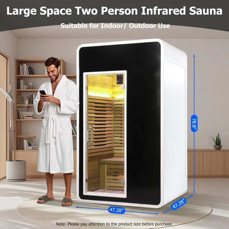 Infrared Two Person Sauna With WiFi Control In Hemlock Wood