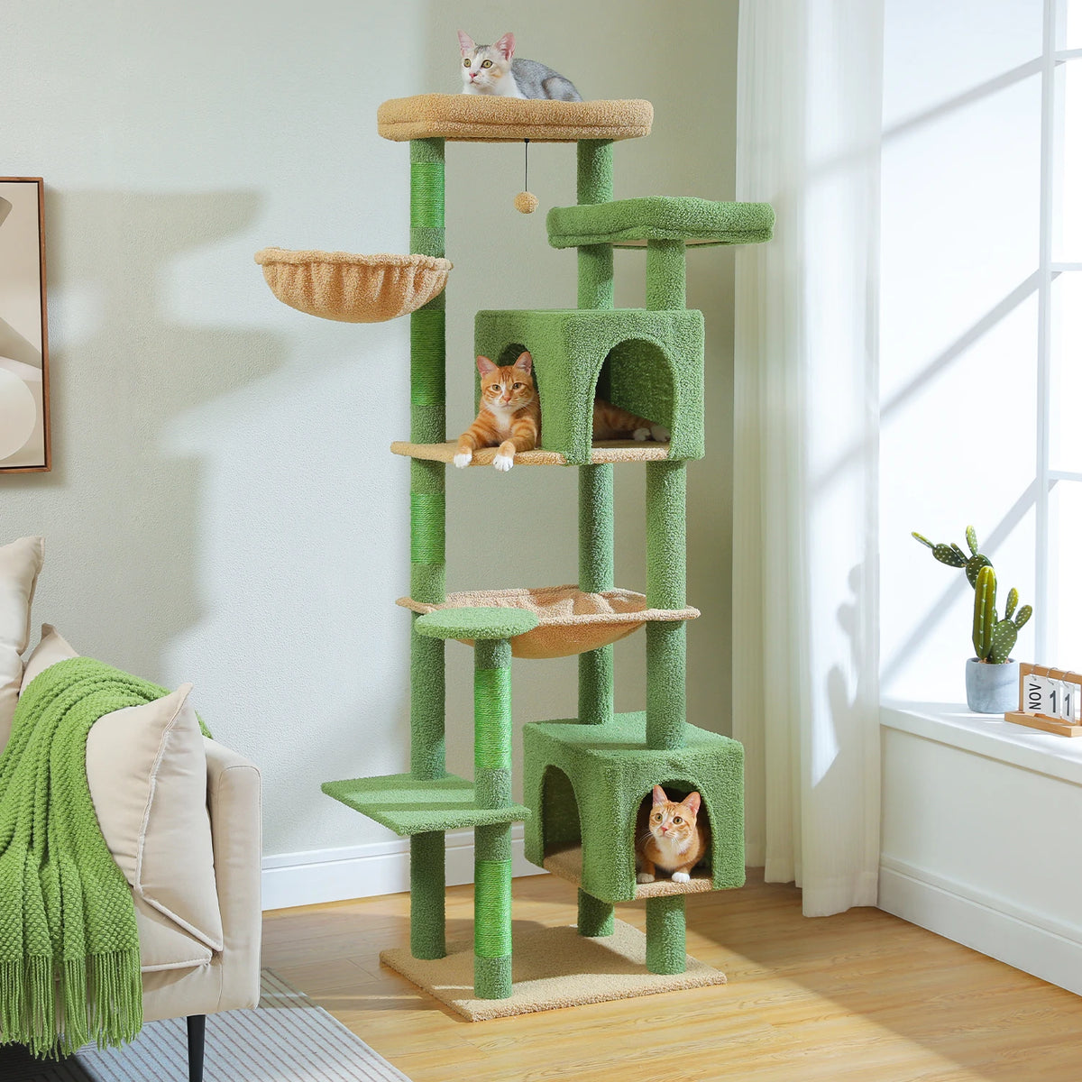 PAWZ Road Tall Cat Tree With Hammock And Scratch Posts