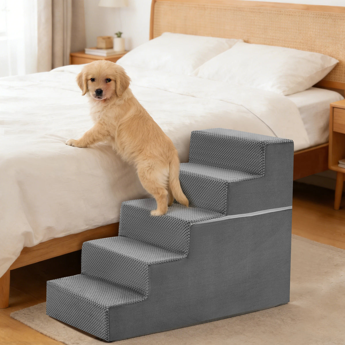 Foam Dog Stairs Ramp With Curved Non Slip Surface