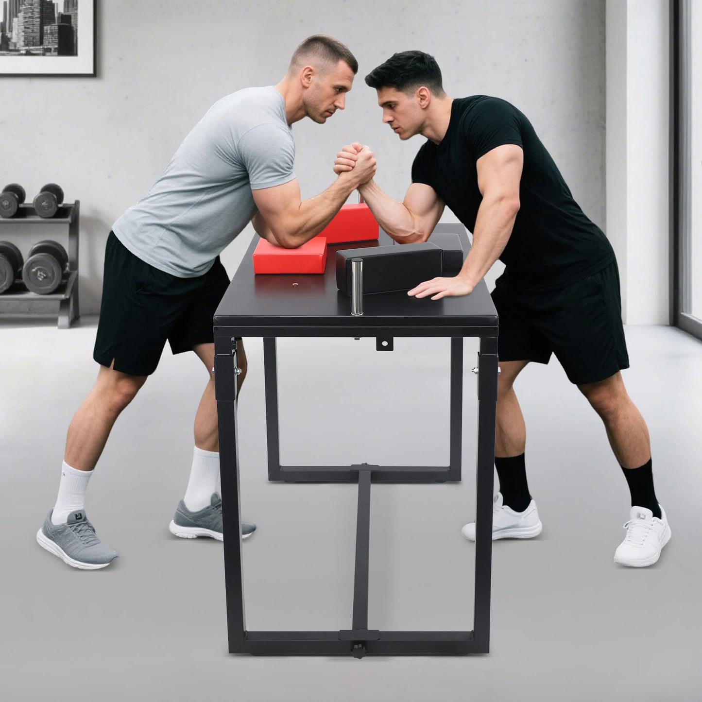 Arm Wrestling Table Folding Strength Trainer With Steel Frame For Home Gym