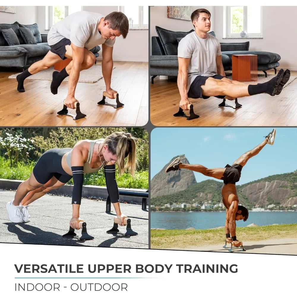 YTYIN Ergonomic Wooden Handle Parallettes for Pullups and Dips