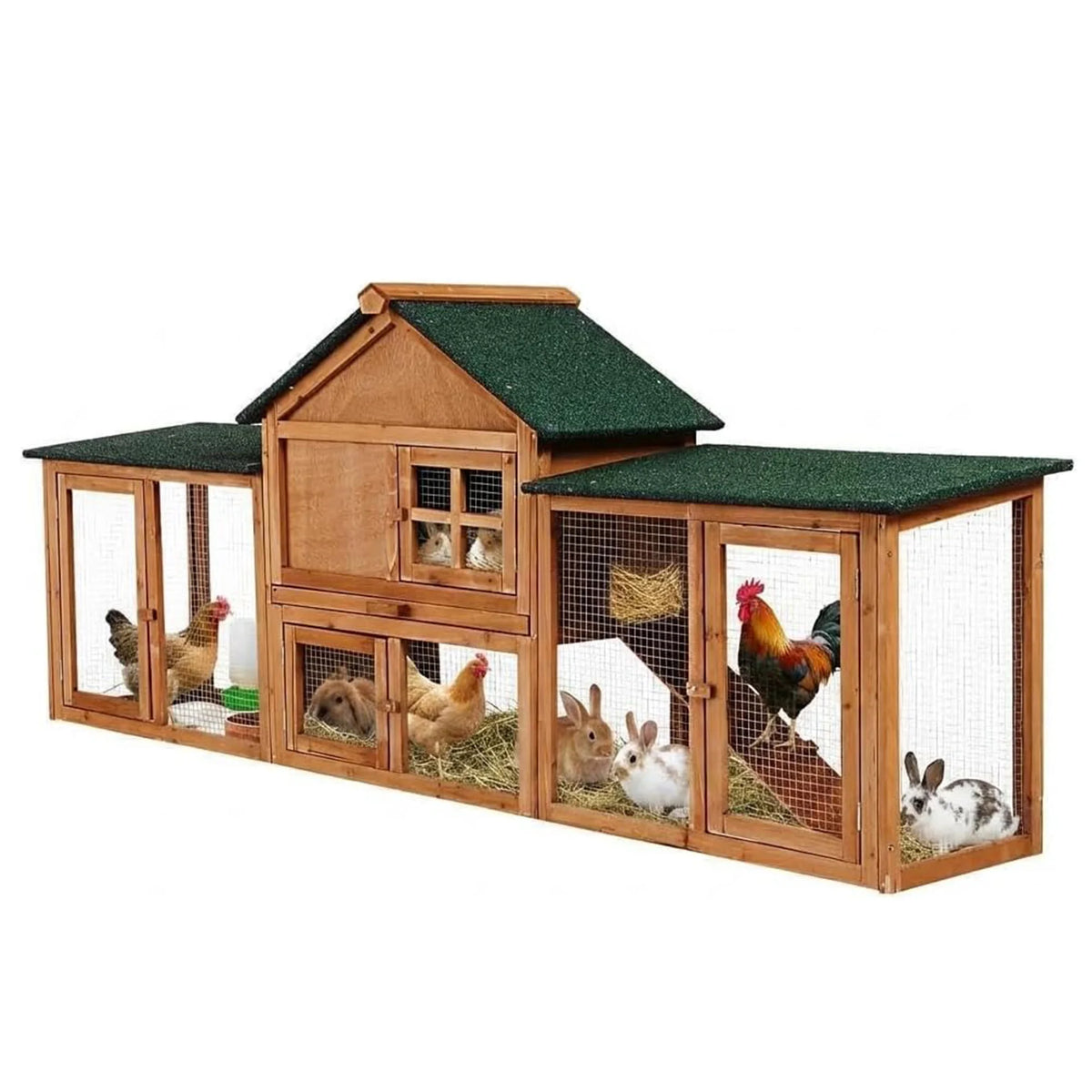 DishyKooker Two Level Wooden Rabbit Hutch With Ramp And Runs