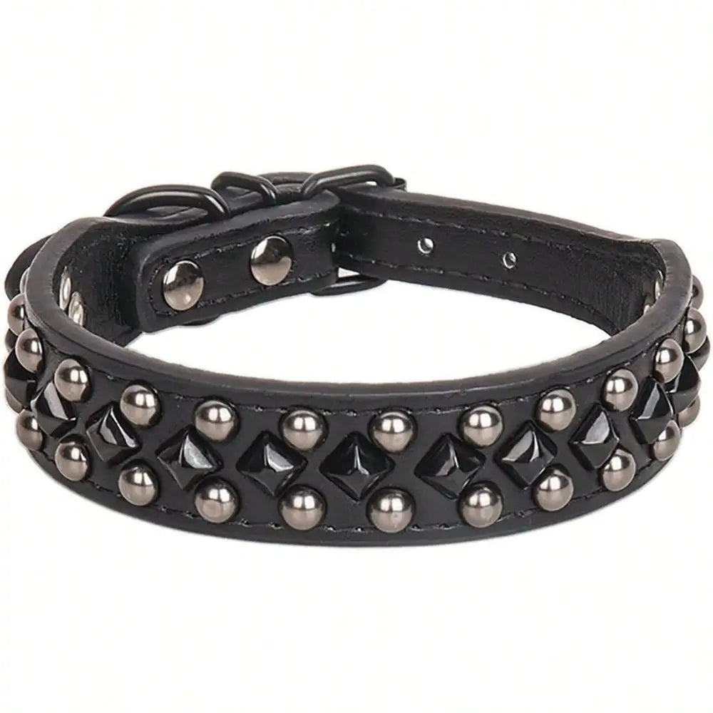 Soft PU Leather Studded Adjustable Dog Collar For Cat And Puppy