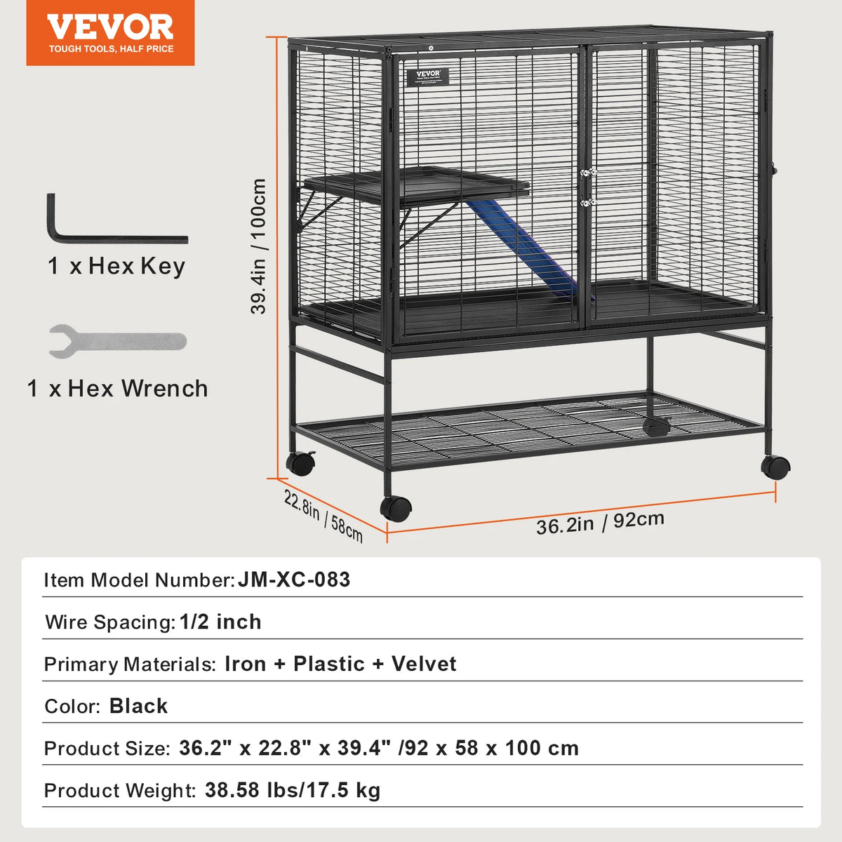 SucceBuy Four Tier Rolling Metal Spacious Indoor Cage