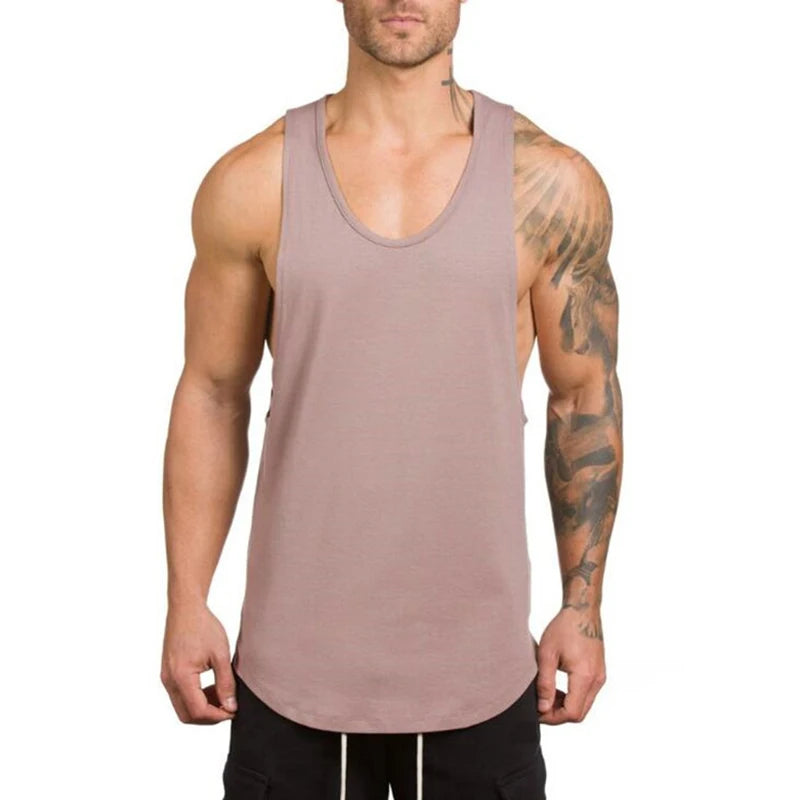 Cotton Breathable Sleeveless Tank Top for Gym Training and Running