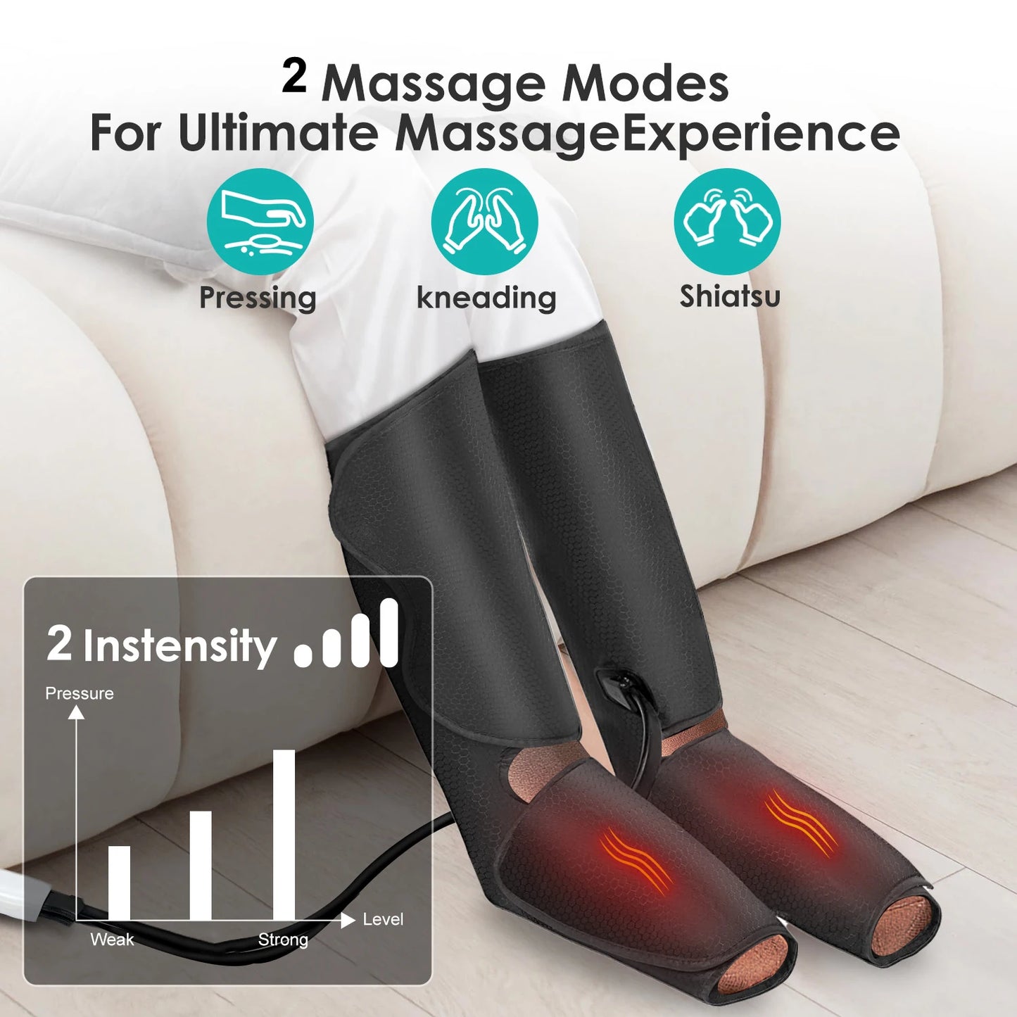 Sejoy Leg Air Compression Massager With Foot Heat Calf Massage