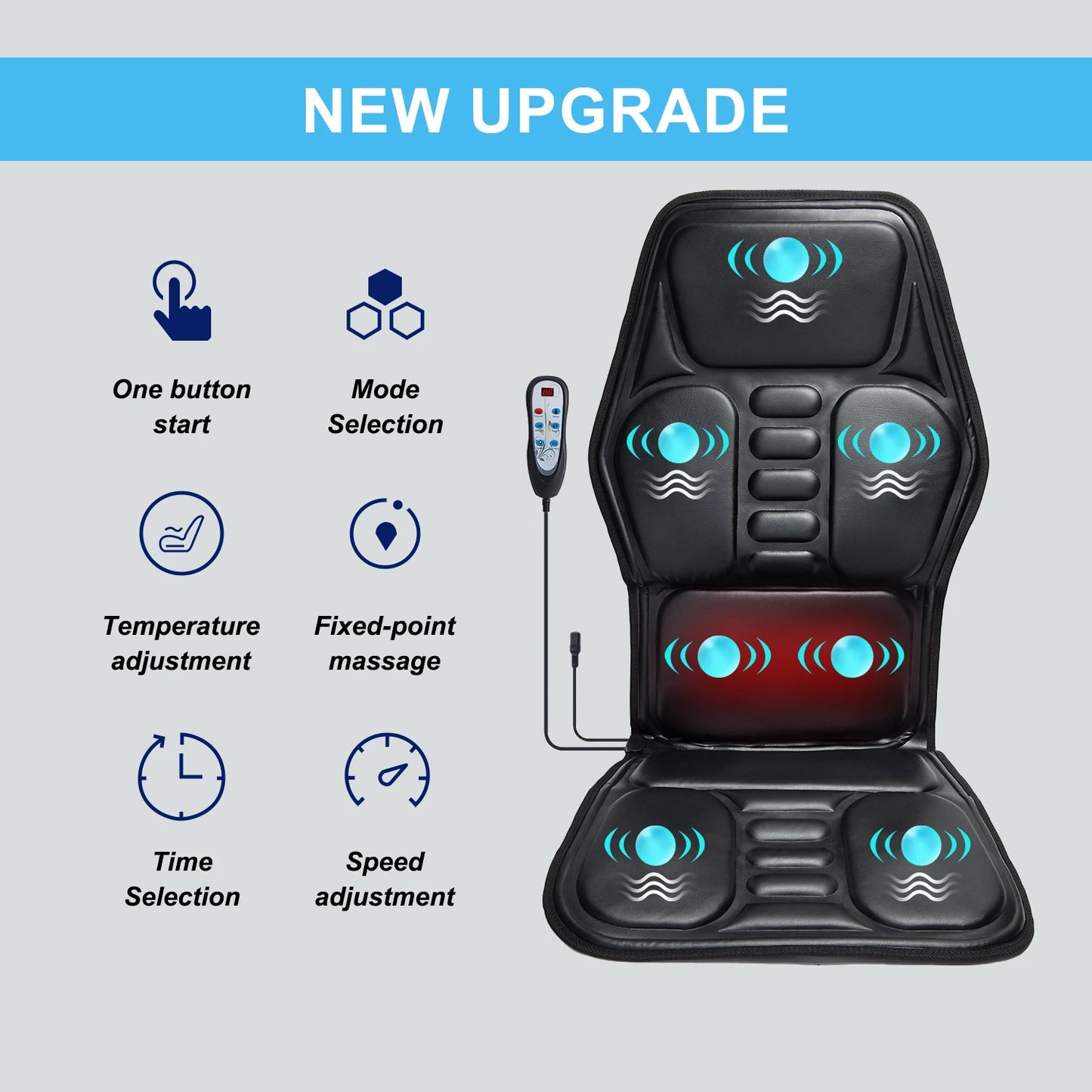 HOMEMASSA Massage Chair Pad With Heat Back Massager Seat Cushion