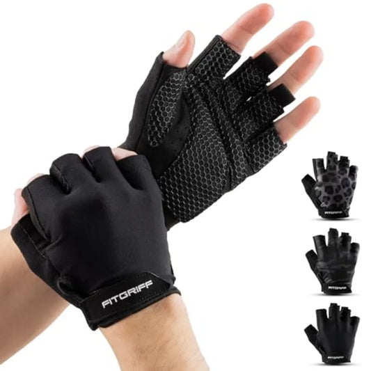 Padded Fingerless Workout Gloves With Full Palm Protection