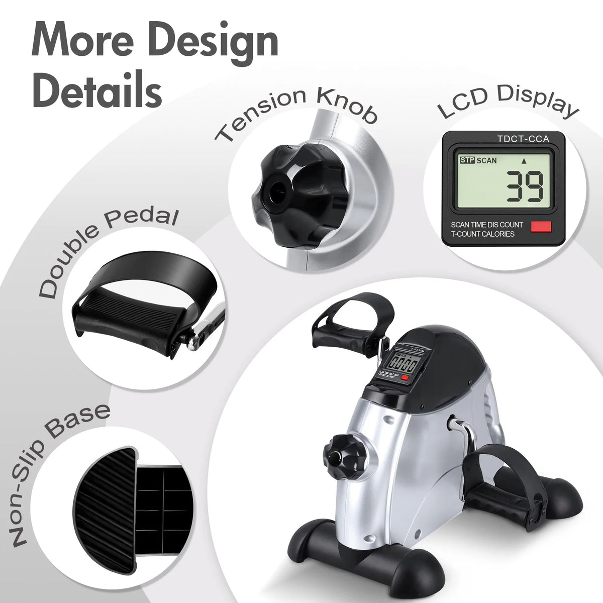 Mini Motorized Under Desk Pedal Exerciser Bike Digital LCD Display