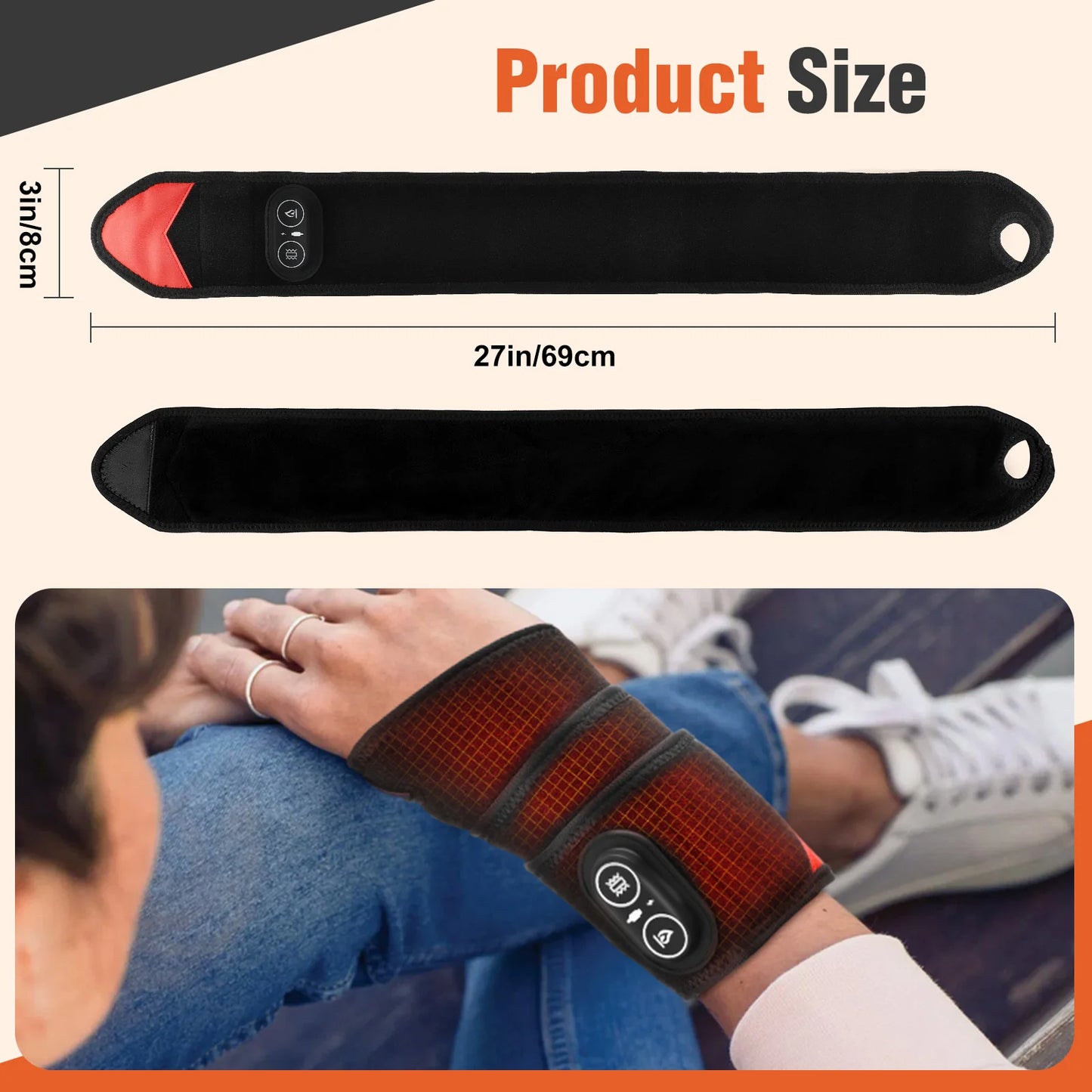 Hailicare 36 LED Beads 660nm and 850nm Red Light Heating Wrap for Joints